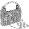 ANGELO Borsetta Donna da Sera, Pochette Strass Glitterata con Tracolla, Piccola Borsa Elegante a Mano e Spalla, Clutch con Manico Arrotondato, per Cerimonia, Matrimonio, Ballo, Festa (Nero)