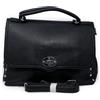 Emila Borsa borchie donna nera a mano borchiata da lavoro ufficio tipo bag messenger postina grande capiente con tracolla porta documenti shopping shopper ecopelle Nero-Nero
