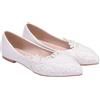 LRXIYODE Scarpe da Sposa Nuziale Pizzo Nozze Piatto Shoes for Women Zapatillas de Mujer Flat Shoes Women Shoes Scarpe Leggere Eleganti Scarpe Femminili Suola: Gomma Bianca