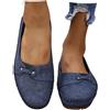 Generic Scarpe da donna in pelle con suola morbida antiscivolo, comode mocassini in pelle scamosciata cucite a mano, scarpe da passeggio piatte e leggere da donna senza lacci, Blu, 39 EU
