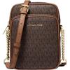 Michael Kors - Borsa a tracolla da viaggio Jet Set, flight bag di medie dimensioni in PVC, con logo e tracolla con catena, Marrone, Medium
