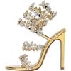 Hykytyhk Sandali da donna con strass e fiore a spirale, con tacco alto, color oro