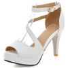 LarDorLin Donna Tacco a Spillos Estate Plateau Sandals Semplici Punta Aperta Sposa Damigella D'Onore Tacco Alto Bowknot Sandali Bianco Numero 38 EU (39 Cn)