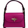 Modarno mini borsa in Vera pelle dollaro con chiusura a moschettone a forma di ape, borchie laterali, catena metallica rimovibile, manico in pelle (Fucsia)