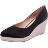 Generisch Ballerine da donna eleganti con tacco a cuneo, scarpe con punta chiusa, tacchi a spillo, sandali chiusi, scarpe per pendolari, scarpe con tacco alto, scarpe da sera, eleganti scarpe slip-on, Nero , 36