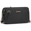 David Jones - Borsa a Tracolla Piccola Donna - Borsa a Mano Spalla Telefono Pelle PU Rigida - Borsetta 3 Scomparti Tasche - Clutch Crossbody Bag Moda Noche Sera - Nero