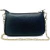 Chicca Borse Borsetta da donna in pelle, borsa a tracolla clutch pochette (Nero)