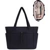 Wandering Nature Borsa Tote Donna con Cerniera & 40oz Tasca Elastica per Borraccia Borsa Università Donna Capiente per Laptop 15,6 Pollici per Viaggi Università e Lavoro, Nero (Brevetto in Corso)