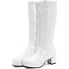 CRETUAO Stivali Alti Color Caramella Lucidi Donna,Stivali Cavallerizzo Zip Laterale per sfilate di Moda Casual,Stivali al Ginocchio Tacco Pelle Verniciata Sexy,Bianca,36 EU