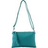 modamoda de - T186 - Pochette italiana in pelle con tracolla media, Colore:turchese blu