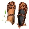 AMOUSDRDR Ballerine ortopediche in camoscio Mary Jane da donna, punta rotonda in pelle scamosciata morbida e confortevole, senza lacci, ballerine ortopediche Mary Jane, Stampa leopardata, 0 UK