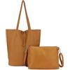 ANGELO Borsa a Spalla da Donna, Borsa Shopper Grande in Pelle PU con Pochette a Tracolla Rimovibile, Tote Bag 2in1 Moderna Elegante per Lavoro, Ufficio, Università, Viaggio (Marrone)