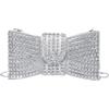 Niltracy Pochette con strass scintillanti, con fiocco scintillante, borsa da sera, elegante borsa a tracolla per festa di nozze, Argento, 10