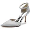 DANOBAB Eleganti Scarpe da Donna con Punta Affusolata, Tacco Alto, Fibbia, Cinturino, in Raso - Scarpe da Sera, per Matrimoni, Feste E Sposa