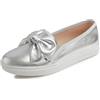 Feversole Women's Fashion Slip-On Sneaker Casual Flat Loafers,Sneakers Slip-on alla Moda per Mocassini Piatti Casual da Donna Pelle vegana Argento 38