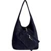 Modarno Borsa a tracolla da donna in pelle scamosciata pochette, borsa a tracolla, shopper, da donna, in vera pelle (Blu Scuro)