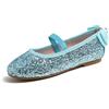 Feversole Girls Cute Dress,Ragazze Mary Jane Strap Scarpe Basse Ballerine da Principessa Scarpe da Scuola Piatte Turchese Glitter Elastico Cinturino Tacco Fiocco 35 EU