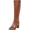 OBiQuzz Stivali in pelle da donna autunnale, stivali alti con tacco alto sopra il ginocchio, stivali occidentali da equitazione, invernali, caldi e invernali, da donna
