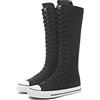 Momuk Stivali da donna a metà polpaccio, altezza al ginocchio, con cerniera alta, con lacci, stile punk, scarpe da ginnastica per ragazze, Nero , 39 EU
