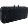 Boutique De FGG Strass Borse Da Sera Donne Cristallo Pochette e Clutch Borsa Matrimonio Strass Borsa Del Partito Diamante Borsa, Piccolo, Nero