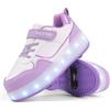 FANSU Scarpe con Rotelle Bambino Bambina con LED Brillantini Luci, Viola Scarpe Pattini con 4 Rotelle USB Ricaricare, Multisport Outdoor Sneaker Skateboard