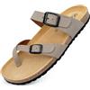GONKOS®, Sandali Infradito in Pelle, Sottopiede Anatomico in Sughero, Vera Pelle, Sughero Naturale, Fibbia Regolabile, Infradito Unisex, Sandali di Qualità Made in Spain, Colore Pietra Taglia 44