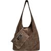 Modarno Borsa a tracolla da donna in pelle scamosciata pochette, borsa a tracolla, shopper, da donna, in vera pelle (Taupe Scuro)
