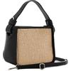MARINA GALANTI, Borsa a Mano Piccola Donna in Pelle e Paglia, con Tracolla Regolabile e Removibile, Chiusura a Zip e Tasca Interna, Made in Italy, Nero
