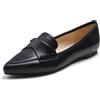 Feversole Women's Loafer Flat Pointed Fashion,Mocassino da Donna a Punta Piatta alla Moda Slip On Comfort Guidare Le Scarpe da Ufficio Nero Pianura Twist Bow Size 40EU