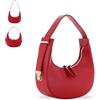 MARINA GALANTI, Borsa Hobo Piccola Donna in Vera Pelle, con Manico Allungabile, Chiusura a Zip e Taschina Interna, Made in Italy, Rosso
