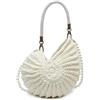 HiTotes Borsa a tracolla da donna, con conchiglia, per l'estate, da spiaggia, con tracolla e cinturino in perle, Beige, 27cm