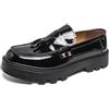 HHMYJUQA Mocassini da Uomo con Nappe in Pelle Verniciata Slip-On con Suola Carrarmato Spessa Scarpe Casual E Eleganti con Plateau,Nero,43 EU