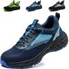 ISOOUS Scarpe Antinfortunistiche Uomo Donna Scarpe da Lavoro Leggere con Punta in Acciaio Scarpe Sicurezza Traspiranti Comode Blu EU 37