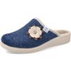 Fly Flot Ciabatta Donna Invernale in Tessuto con Applicazione Floreale