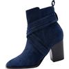 Generic Stivaletti da donna con tacco alto e tacco a blocco, stivali invernali da donna con chiusura lampo, stivali chelseaboots a punta corta, eleganti stivali da donna per lavoro, Blu, 37 EU
