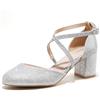 Greatonu Scarpe col Tacco Donna Eleganti Decollete a Cinturini Incrociati Punta Chiusa Sandali con Tacco da Sposa Decolte Tacco Medio Largo