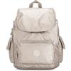 Kipling City Pack S, Zaino Piccolo, Metallic Glow (Argento)