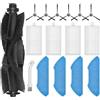 Turiueba 16 Pezzi Ricambi Compatibili con Lefant M1 Aspirapolvere Robot Parti Set di Accessori di Ricambio 1 Spazzola Principale 6 Spazzole Laterali 4 HEPA Filtri 4 Panni per mocio 1 Spazzolino di Pulizia