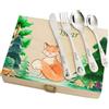 Amikado Posate bambino personalizzate con cofanetto opzionale stampato - Design Foresta - Regalo nascita, compleanno, battesimo