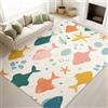 Generic Tappeto lavabile per soggiorno, motivo oceano, antiscivolo, a pelo corto, per camera da letto, sala da pranzo e cucina, in morbida microfibra, 140 x 200 cm, beige