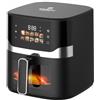 SMART-J Friggitrice ad Aria 8L 2200W con Doppia Resistenza Superiore e Inferiore, Air Fryer Digitale con Display a Colori, 10 Programmi di Cottura, Finestra di Controllo e Temperatura 80-200°C