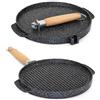 Generico Padella piastra in alluminio 32 cm bistecchiera grill con superficie rigata, doppia funzione liscia e griglia, manico removibile, ideale per carne verdure e cottura su fornello