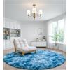 VOFUSHON Tappeto Camera da Letto 120x120 cm Batik Blu, Tappeto Salotto Moderno Peloso e Tappeto Rotondo Bambini Lavabile a Mano Antiscivolo, Tappeto Tondo per Cameretta