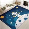 Generic Tappeto lavabile in lavatrice, 60 x 120 cm, antiscivolo, a pelo basso, motivo astronauta, razzo, pianeta, per soggiorno, sala da pranzo, cucina, ingresso e salotto, colore: blu