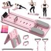 SOFTHOM Pilates Reformer Pieghevole, 8 in 1 Multifunzione Tavola da Pilates, Mini Pilates Reformer Board, Allenamento Completo con Rimbalzo Automatico/Barra da Pilate/Corda Elastica/Timer (Rosa)