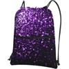 YYHWHJDE Bellissimo zaino con coulisse con stampa glitterata viola, borsa in poliestere impermeabile per palestra, viaggi ed escursionismo, leggero, resistente e compatto