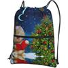 YYHWHJDE Cute Cat Sing Christmas Carols Prints Zaino con coulisse - Borsa in poliestere impermeabile per palestra, viaggi ed escursioni - Leggero, resistente e compatto