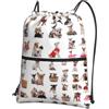 YYHWHJDE Zaino con coulisse con stampa carlino chihuahua carlino - Borsa impermeabile in poliestere per palestra, viaggi ed escursionismo - Leggero, resistente e compatto