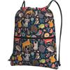 WHJSHOP Zainetto con chiusura lampo e coulisse con stampa di gufo, coniglio, uccello, volpe, leggero, impermeabile, per viaggi, yoga e avventure quotidiane