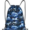 RRhgipp Blu Camo Coulisse Zaino Sportivo Palestra Sackpack Tasca Impermeabile String Bag Donne Uomini Scuola, Nero , S, Classico